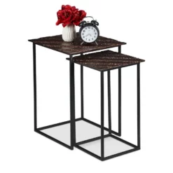 relaxdays Satztisch »Satztisch 2er Set«, B Kupfer Schwarz, Gold Schwarz