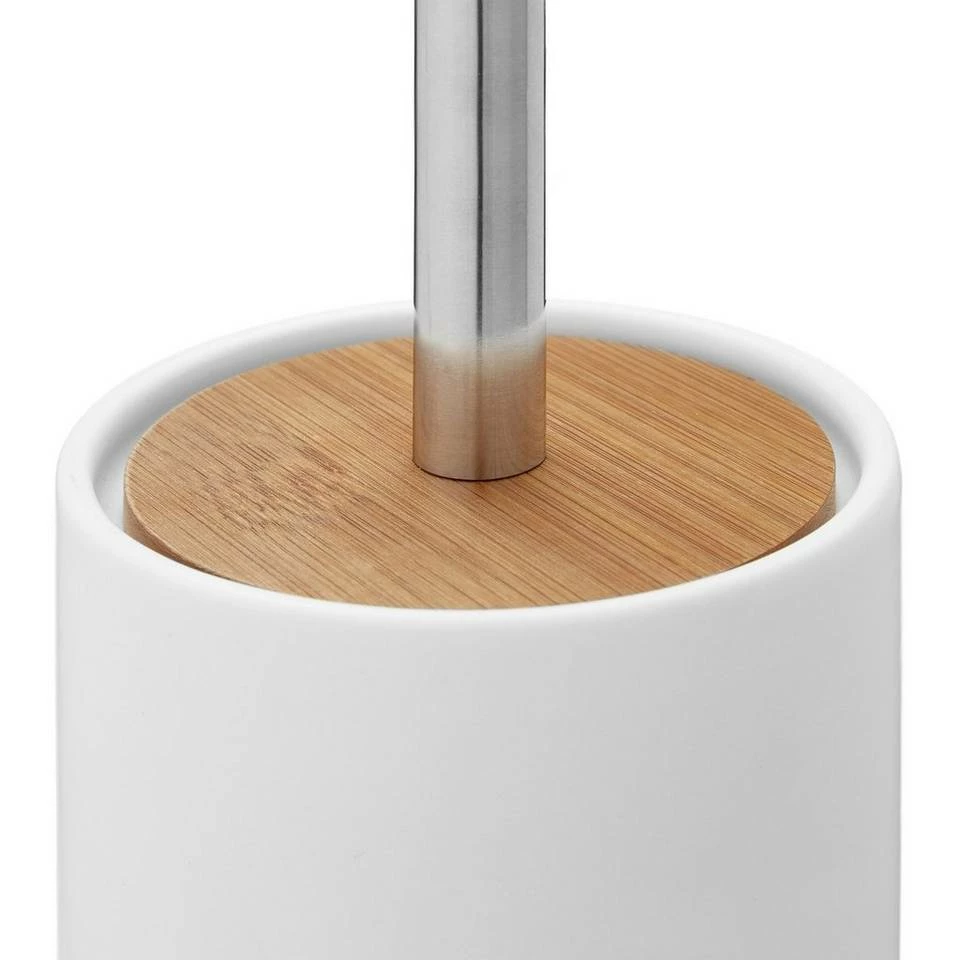 relaxdays Badezimmer-Set »WC Bürstenhalter Keramik«, Weiß Weiß Hellbraun Silber, Schwarz Hellbraun Silber – Bild 7