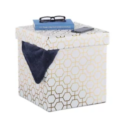 relaxdays Sitzwürfel »Sitzwürfel in Weiß-Gold«