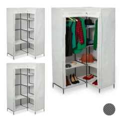 relaxdays Stoffschrank »3 x Eckkleiderschrank Stoff weiß«