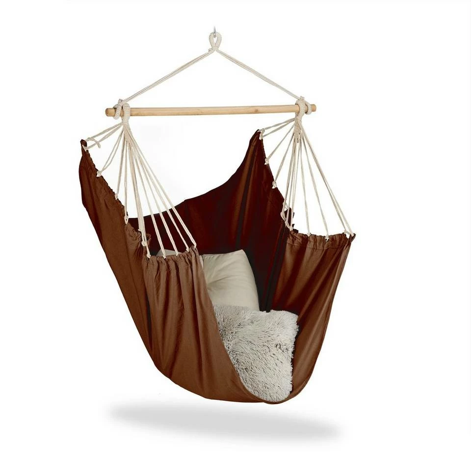 relaxdays Hängesessel »Hängesitz Baumwolle«, Gelb/Grün/Blau/Rot Braun Hellbraun, Grau Hellbraun, Creme Hellbraun, Grau Creme – Bild 13