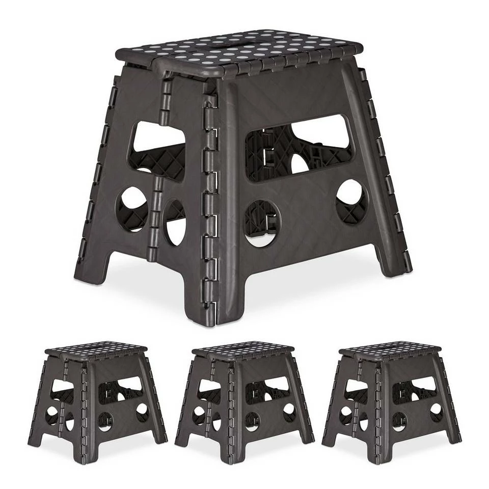 relaxdays Tritthocker »4 x Klapphocker faltbar L dunkelgrau«