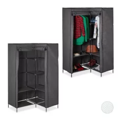 relaxdays Stoffschrank »2 x Eckkleiderschrank Stoff anthrazit«