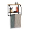 relaxdays Wandregal »Wandregal mit Handtuchhalter schwarz«