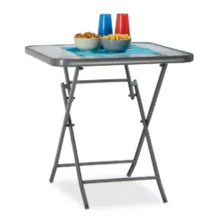 relaxdays Gartentisch »Balkontisch klappbar mit Glas STRUK«