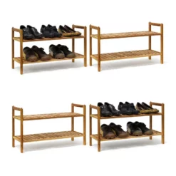 relaxdays Schuhregal »4 x Schuhregal Walnuss stapelbar«