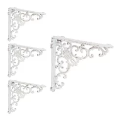 relaxdays Wandregalhalter »4 x Regalwinkel antik weiß«