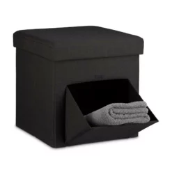 relaxdays Stauraumhocker »Faltbarer Sitzhocker mit Klappe«, Schwarz Braun, Grau, Weiß