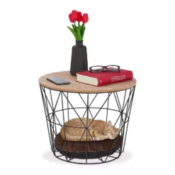 relaxdays Beistelltisch »2 in 1 Korbtisch und Tierhöhle«