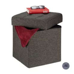 relaxdays Sitzhocker »Sitzhocker mit Stauraum«, Braun Grau