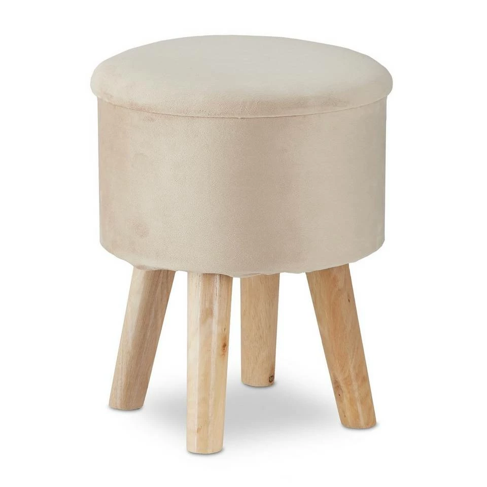 relaxdays Fußhocker »Hocker mit Stauraum aus Samt«, Creme Grau Hellbraun, Anthrazit Hellbraun, Creme Hellbraun, Lila Hellbraun – Bild 7