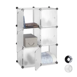 relaxdays Steckregal »Regalsystem mit 6 Türen«, Transparent Schwarz Transparent Wei&szlig;, Transparent Silber Schwarz, Wei&szlig; Transparent Silber