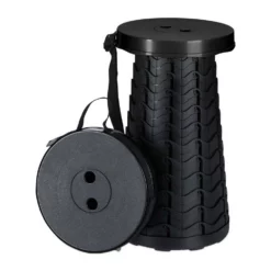 relaxdays Campinghocker »Ausziehbarer Hocker«, Schwarz Schwarz Grün