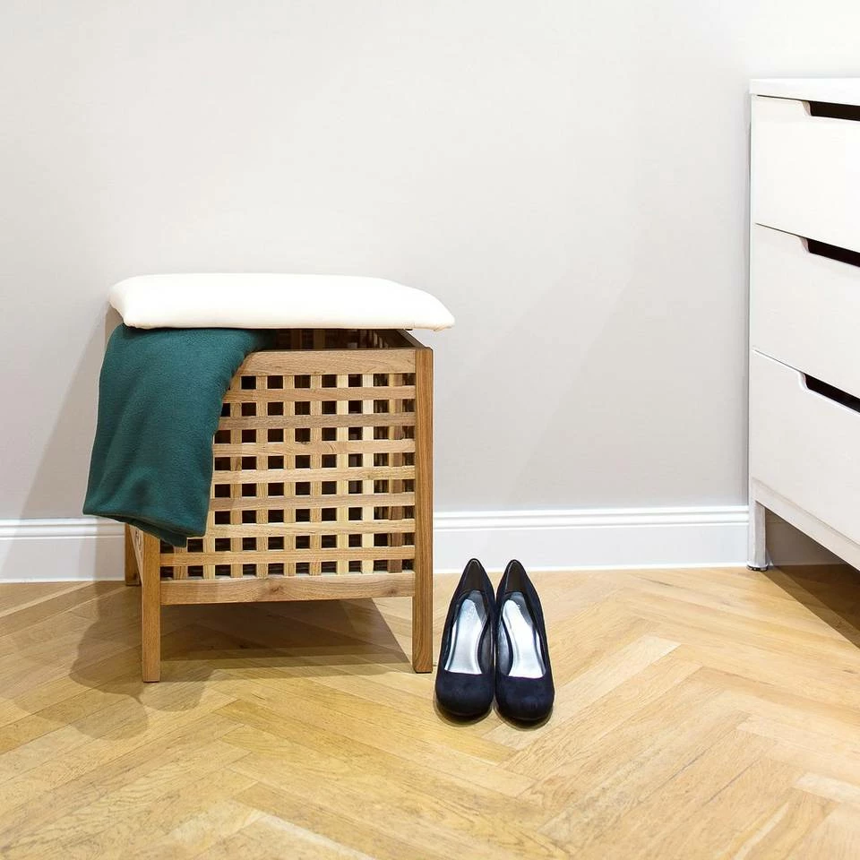 relaxdays Badhocker »Badhocker Walnuss mit Wäschesammler« – Bild 2
