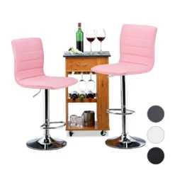 relaxdays Barhocker »Barhocker 2er Set höhenverstellbar«, Pink Weiß Silber, Schwarz Silber, Grau Silber, Pink Silber