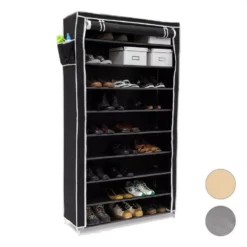 relaxdays Schuhschrank »Schuhschrank VALENTIN hoch« Schwarz Anthrazit Wei&szlig;, Schwarz Wei&szlig;, Beige Wei&szlig;