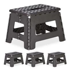 relaxdays Tritthocker »4 x Klapphocker faltbar M dunkelgrau«