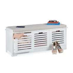 relaxdays Sitztruhe »Sitzbank mit Stauraum weiß«