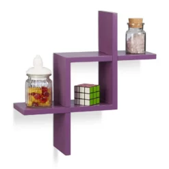 relaxdays Ablageregal »Dekoregal schwebend«, Violett Grün, Schwarz, Lila, Weiß