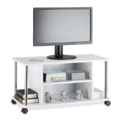 relaxdays TV-Regal »Fernsehtisch weiß mit Rollen«