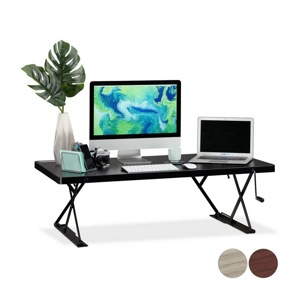 relaxdays Schreibtischaufsatz »Sitz-Steh-Schreibtisch«, Rotbraun Schwarz, Dunkelrot Schwarz, Creme Schwarz – Bild 11