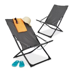 relaxdays Campingstuhl »Liegestuhl klappbar 2er Set«, Grau
