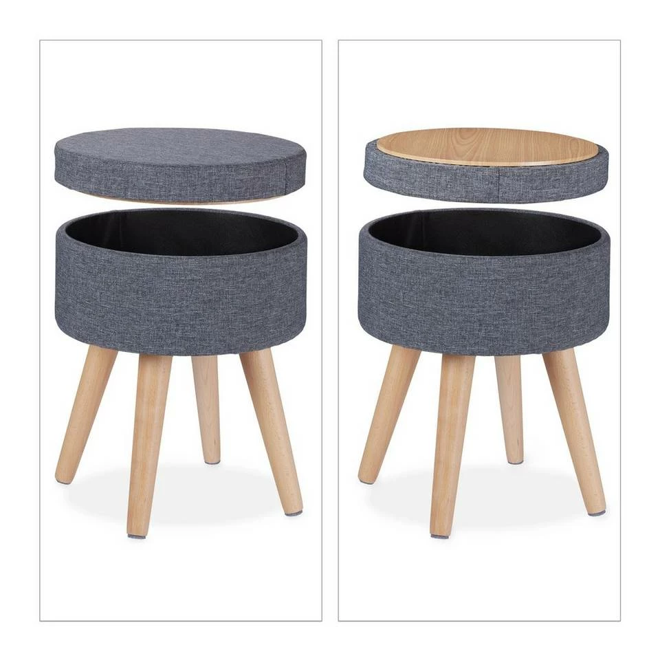 relaxdays Stauraumhocker »Runder Sitzhocker mit Tischfunktion« – Bild 6