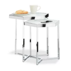 relaxdays Beistelltisch »Beistelltisch 2er Set Glas sechseckig«