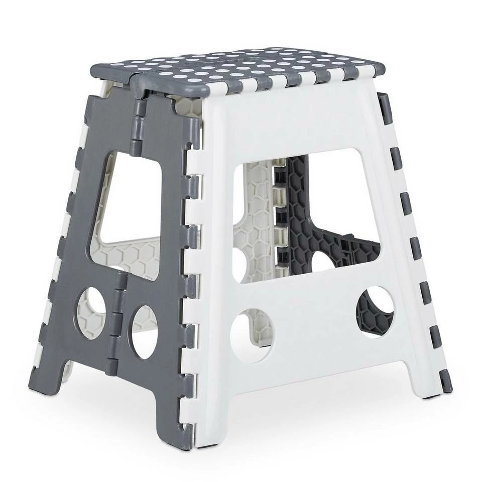 relaxdays Fußhocker »1 x XL Tritthocker in Weiß-Grau«