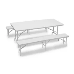 relaxdays Bierzeltgarnitur »Bierzeltgarnitur klappbar BASTIAN«, Weiß Dunkelbraun, Schwarz, Weiß