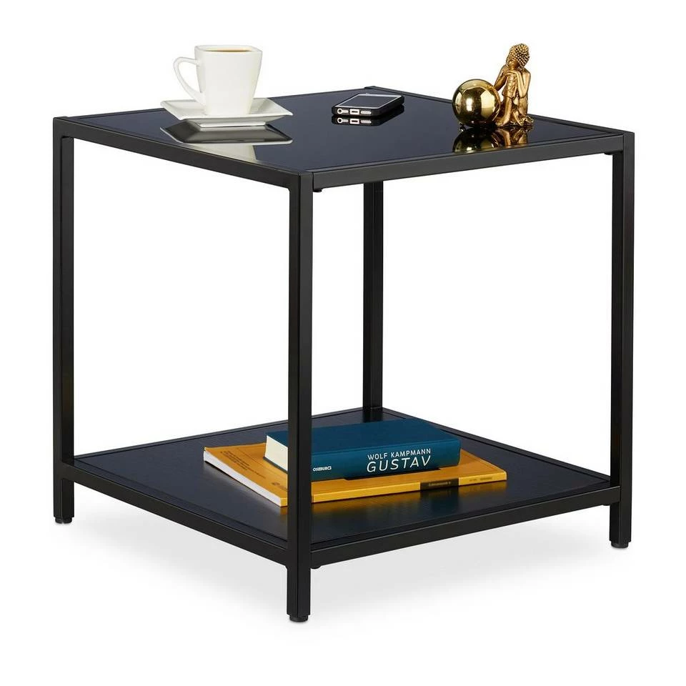 relaxdays Beistelltisch »Beistelltisch mit Schwarzglas«