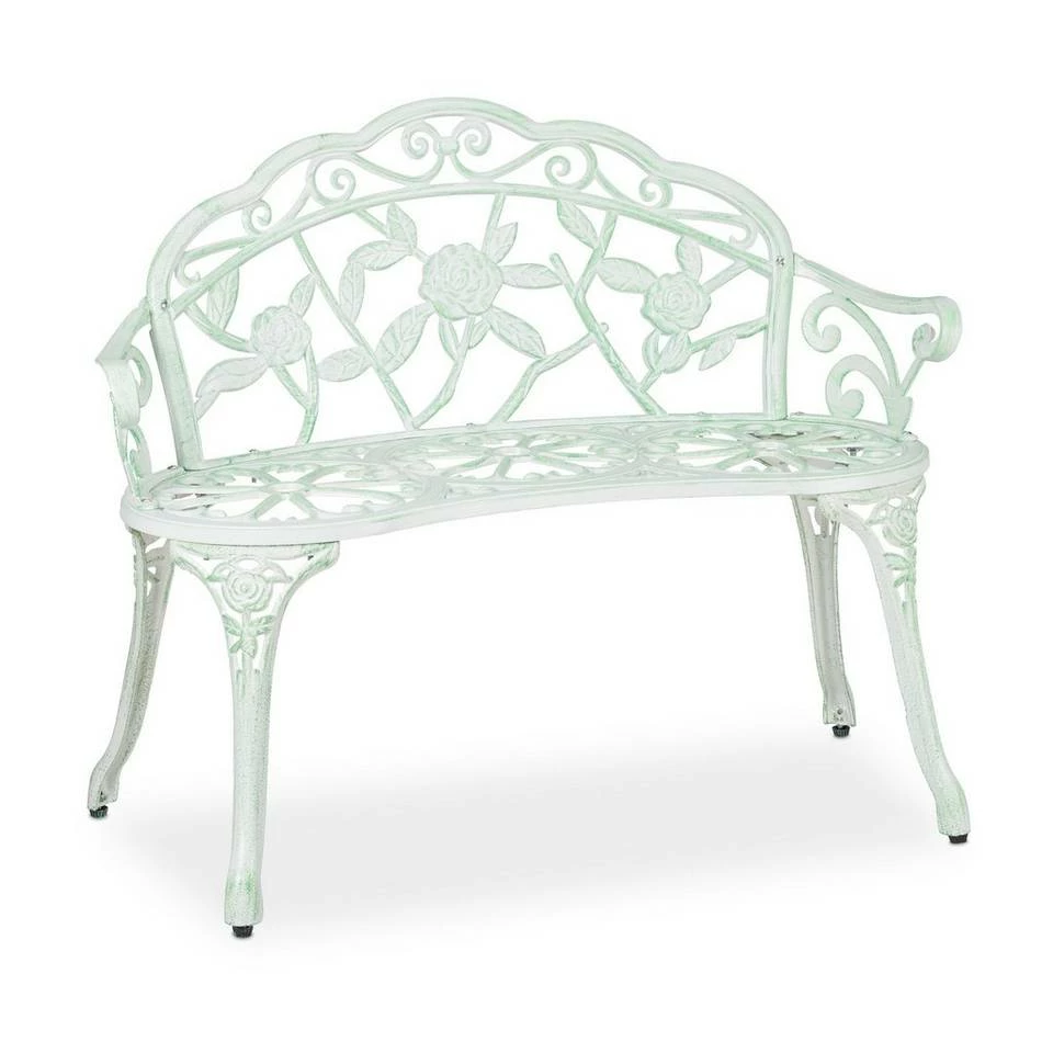 relaxdays Gartenbank »Rosen Gartenbank weiß-grün« – Bild 9