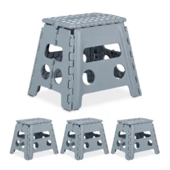 relaxdays Tritthocker »4 x Klapphocker faltbar L hellgrau«