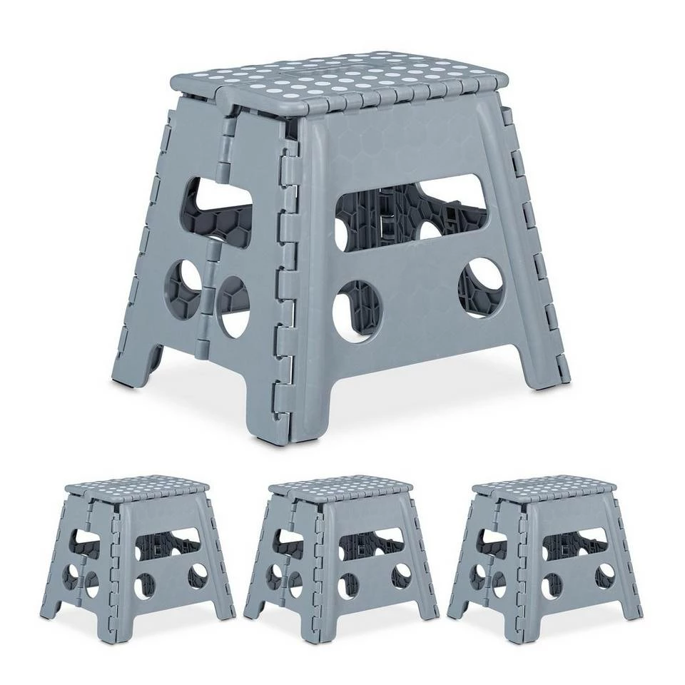 relaxdays Tritthocker »4 x Klapphocker faltbar L hellgrau«