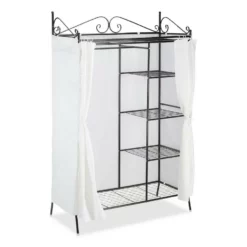 relaxdays Garderobenschrank »Metall Garderobe COUNTRY mit Stoffbezug« Schwarz