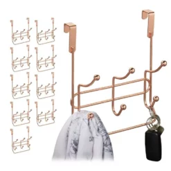 Türgarderobe »10 x Türgarderobe 3 Doppelhaken kupfer«, relaxdays