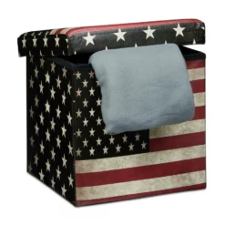 relaxdays Sitzhocker »Sitzhocker mit Stauraum Trendmotiv«, USA Dunkelrot Blau Schwarz, Rot Weiß Rot, Gelb Schwarz Hellbraun, Weiß Braun Blau
