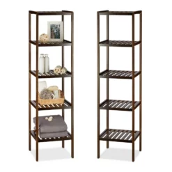 relaxdays Badregal »2 x Bambus Badregal dunkelbraun«