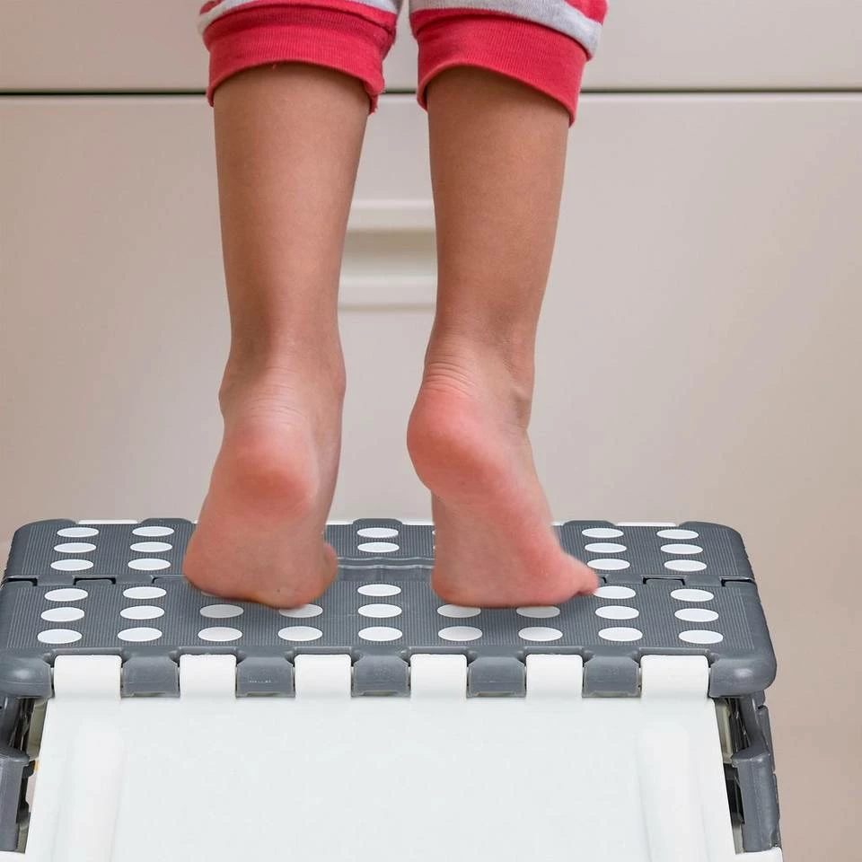 relaxdays Fußhocker »1 x XL Tritthocker in Weiß-Grau« – Bild 3