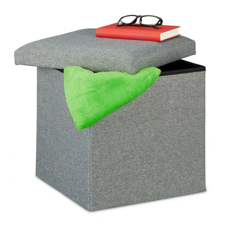 relaxdays Sitzhocker »Sitzhocker mit Stauraum«, Braun Grau, Anthrazit, Weiß – Bild 10