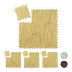 relaxdays Bodenschutzmatte »36 x Bodenschutzmatte Holzoptik natur«