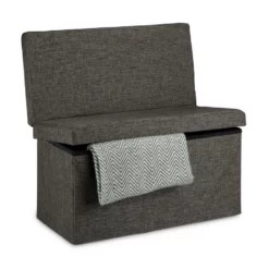 relaxdays Sitzhocker »Faltbarer Sitzhocker mit Lehne L«, Braun Grau