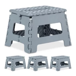 relaxdays Tritthocker »4 x Klapphocker faltbar M hellgrau«