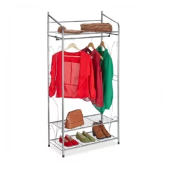 relaxdays Kleiderständer »Kleiderständer mit 3 Ablagen«, Silber Gold, Wei&szlig;