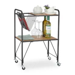 relaxdays Servierwagen »Servierwagen mit Zeitungskorb«