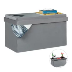 relaxdays Sitzbank »Samtbank mit Tablett«