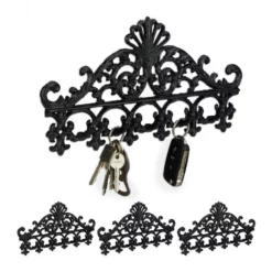 relaxdays Garderobenleiste »4 x Garderobenleiste Gusseisen schwarz«