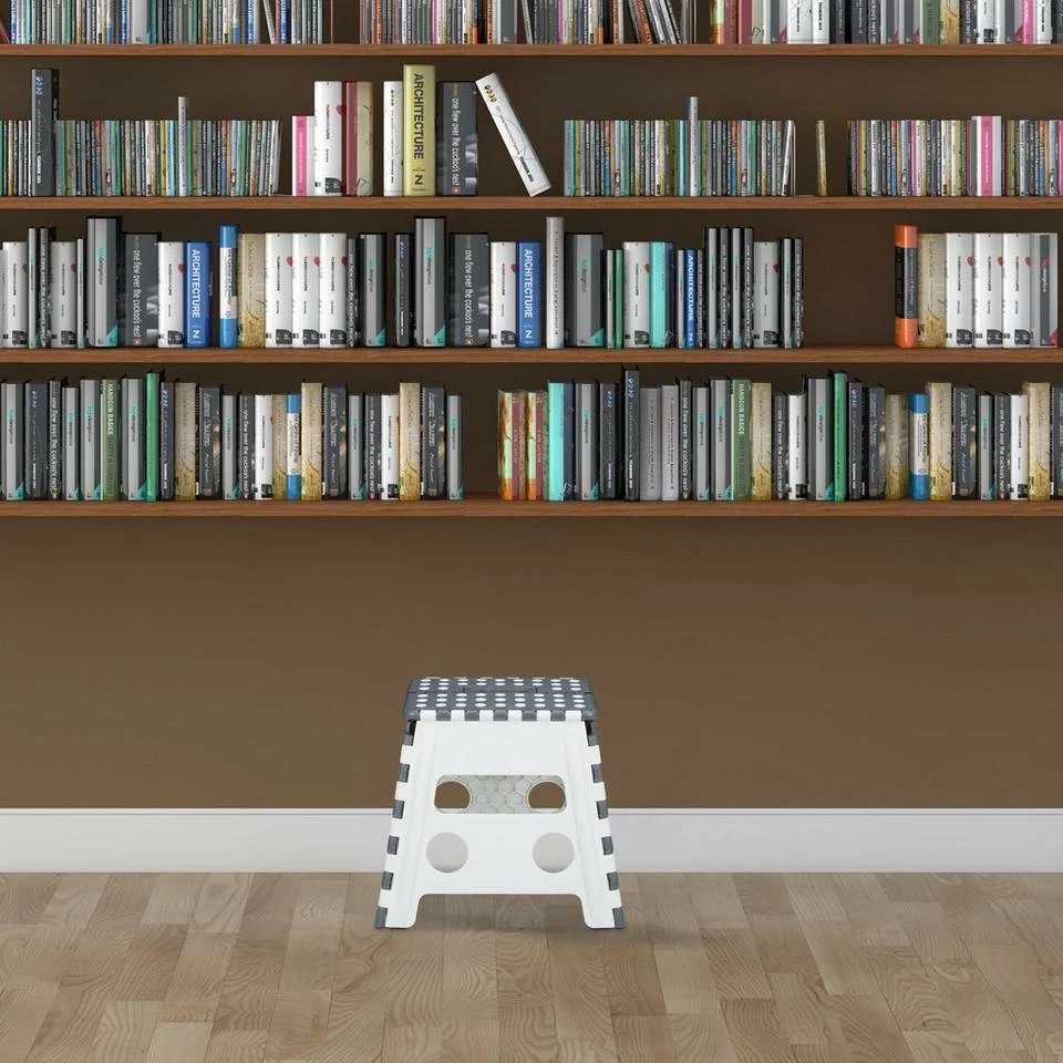 relaxdays Fußhocker »1 x klappbarer Tritthocker in Weiß-Grau« – Bild 2