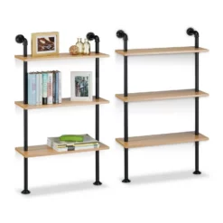 relaxdays Wandregal »2 x Wandregal Industrie Look 3 Ablagen«