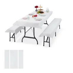 relaxdays Bierzeltgarnitur »6x Bierzeltgarnitur Auflage weiß«